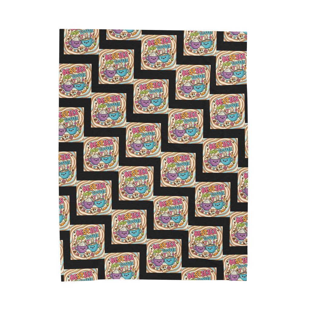 Besties & Coffee Zig Zag Plush Blanket