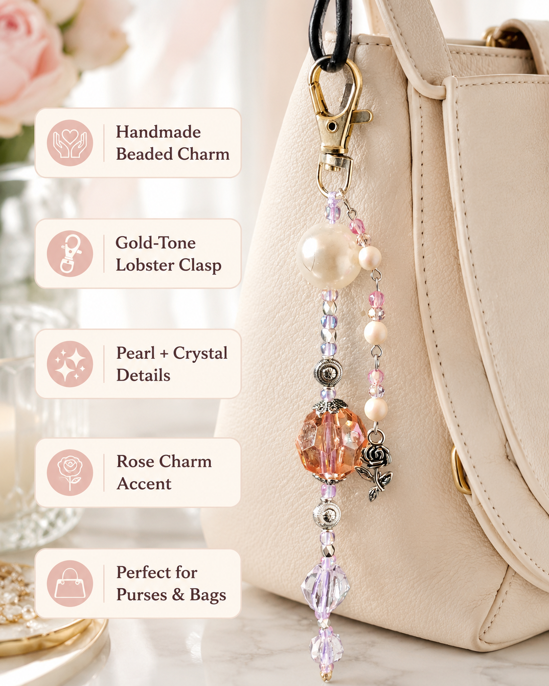 "Blushing Rose" - Handmade Charm