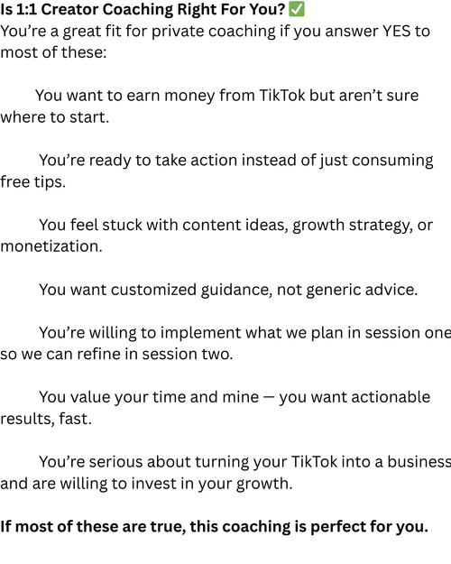 1:1 Creator Coaching