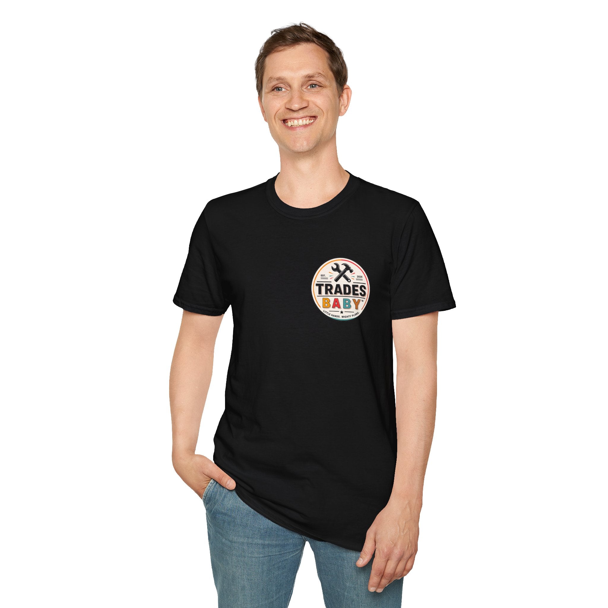 Little Hands Mighty Plans T-Shirt | TradesBaby Kids Builder Tee | Blue Collar Family Shirt for Parents, Makers & Future Builders