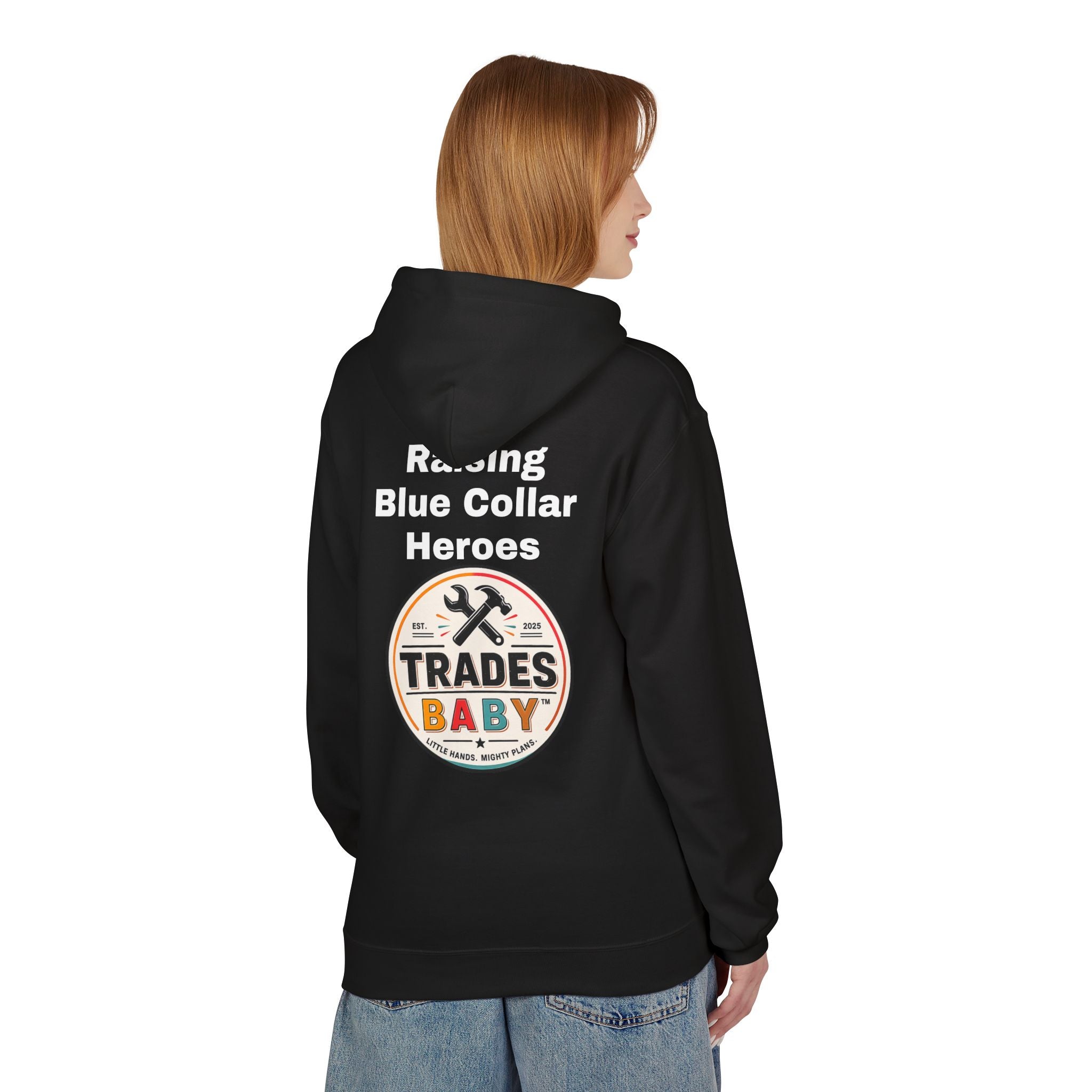 “Raising Blue Collar Heroes” Hoodie — TradesBaby Kids Hoodie for Future Builders & Hardworking Families
