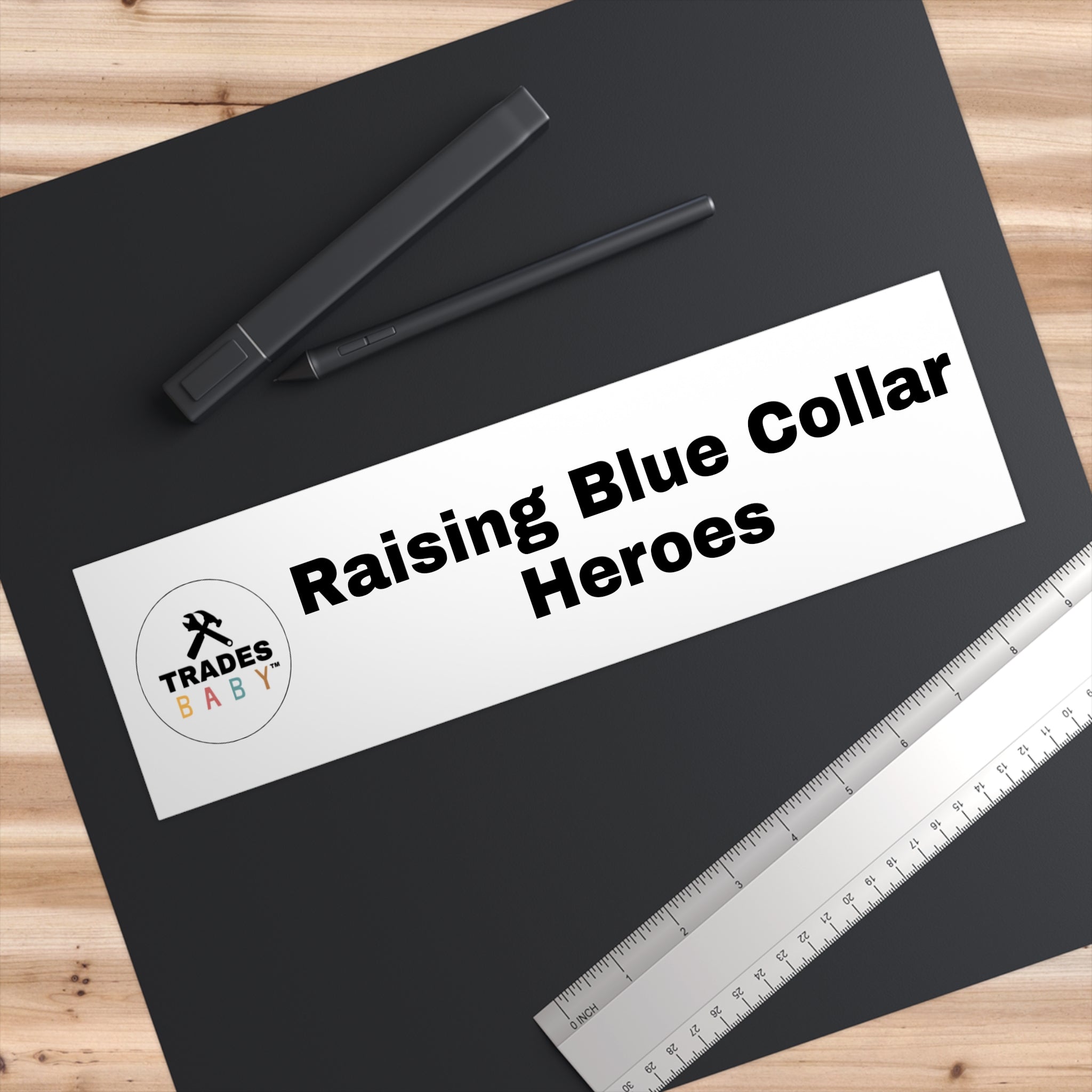 Raising Blue Collar Heroes Bumper Sticker | Trades Family Decal | Blue Collar Pride Sticker for Trucks, Toolboxes & Hardworking Parents