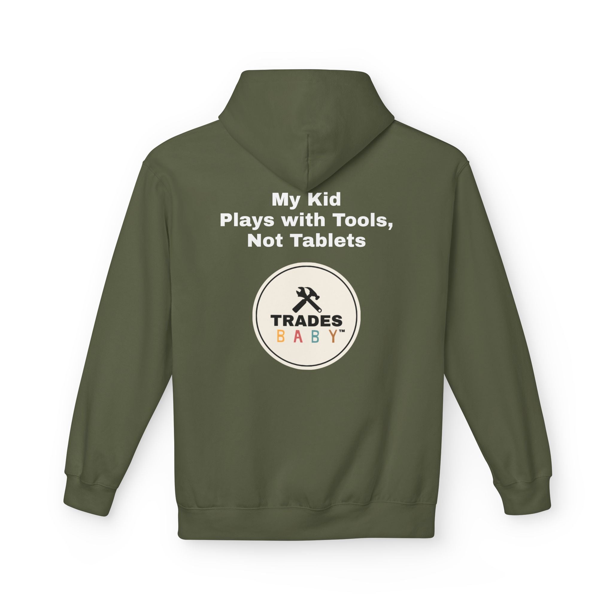 “My Kid Plays with Tools, Not Tablets” Hoodie — TradesBaby Kids Hoodie for Future Builders