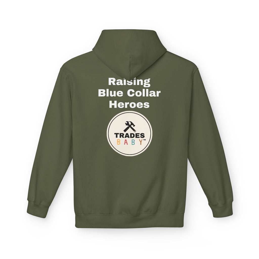 “Raising Blue Collar Heroes” Hoodie — TradesBaby Kids Hoodie for Future Builders & Hardworking Families