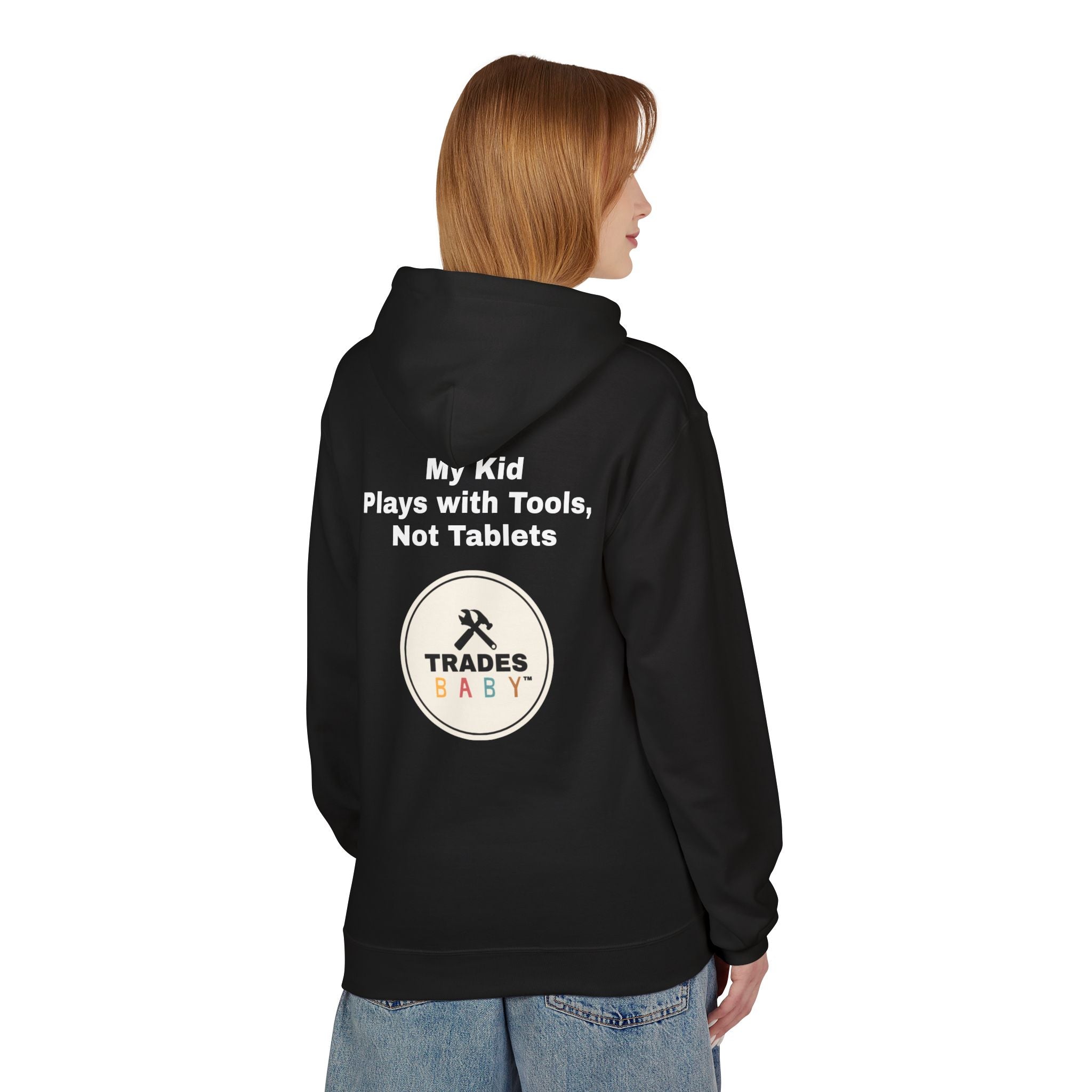 “My Kid Plays with Tools, Not Tablets” Hoodie — TradesBaby Kids Hoodie for Future Builders