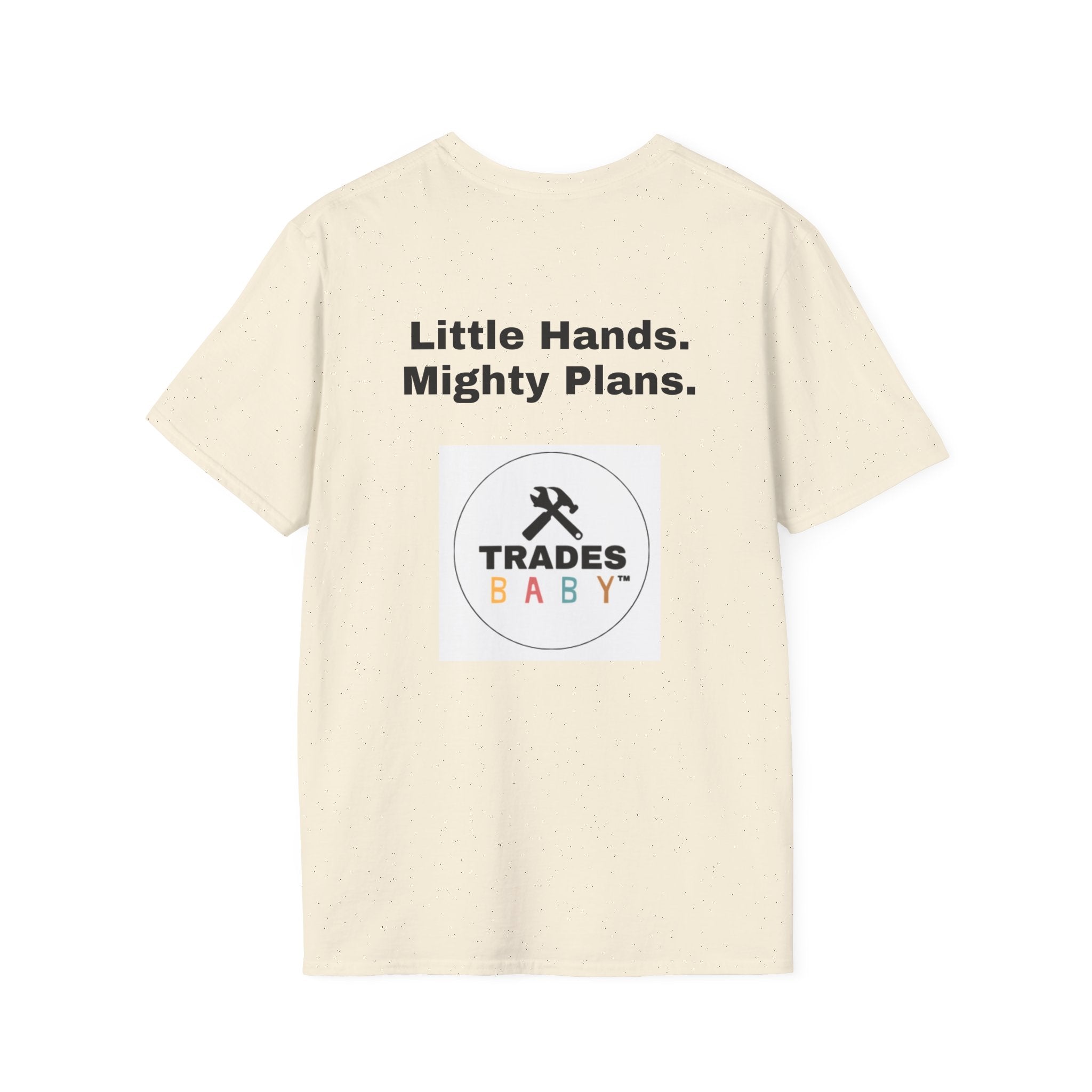 Little Hands Mighty Plans T-Shirt | TradesBaby Kids Builder Tee | Blue Collar Family Shirt for Parents, Makers & Future Builders