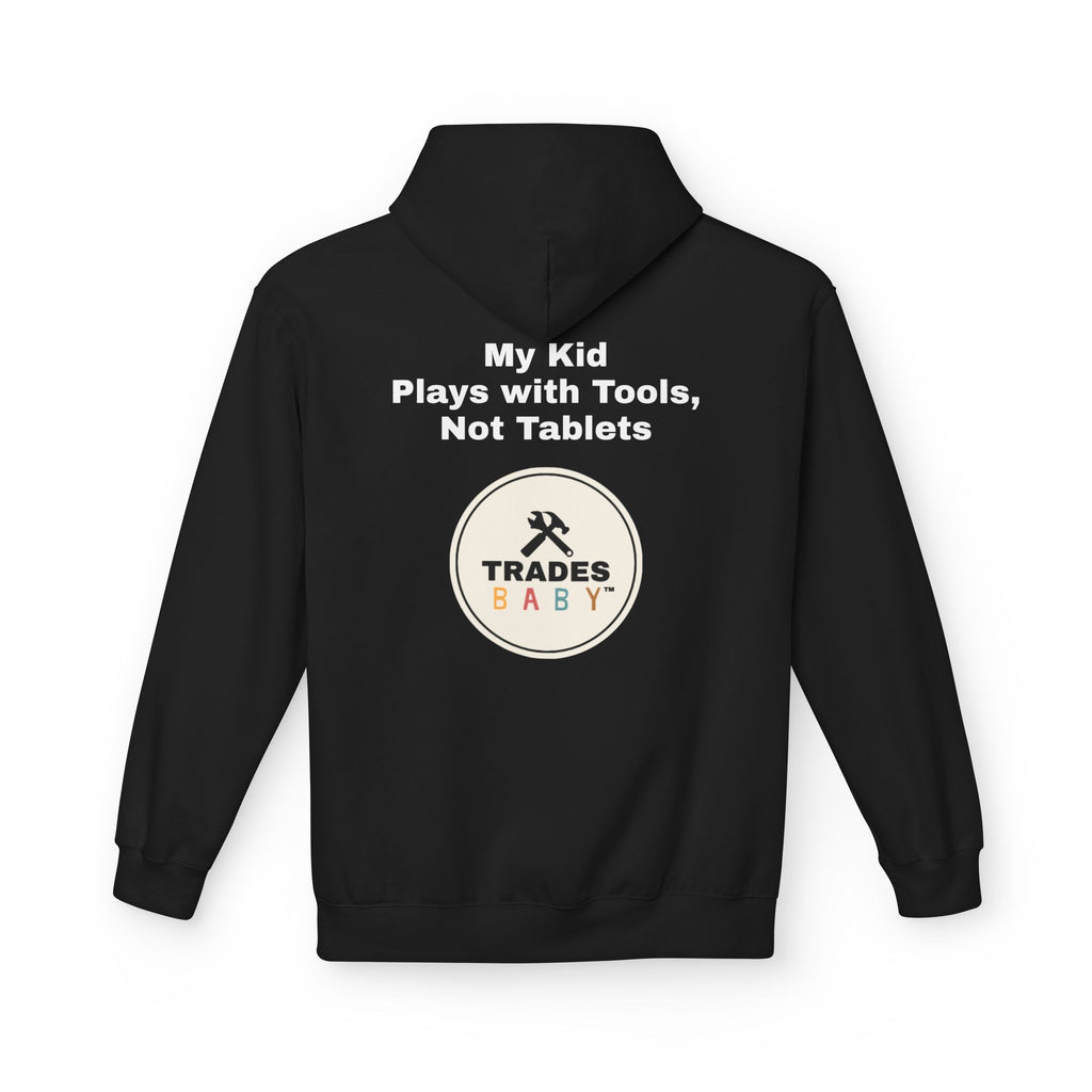 “My Kid Plays with Tools, Not Tablets” Hoodie — TradesBaby Kids Hoodie for Future Builders