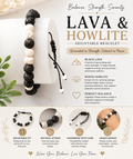 Black Lava & White Howlite Adjustable Bracelet by Raelynn Creations
