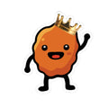 King Nuggie glossy vinyl sticker featuring a waving chicken nugget wearing a crown from Blackburn HQ.