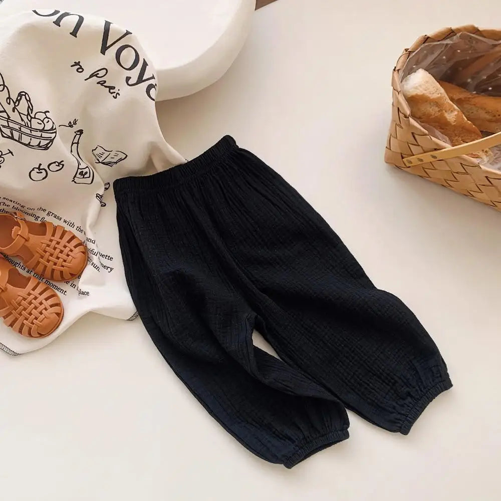 Spring & Summer Mosquito-Resistant Pants for Toddlers – Casual Loose Solid Color Trousers for Boys & Girls