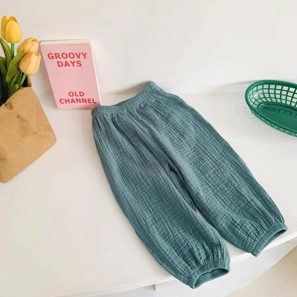 Spring & Summer Mosquito-Resistant Pants for Toddlers – Casual Loose Solid Color Trousers for Boys & Girls
