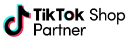 TikTok Shop Partner logo on a white background, featuring the TikTok logo in black, pink, and cyan next to the text 'TikTok Shop Partner' in black.