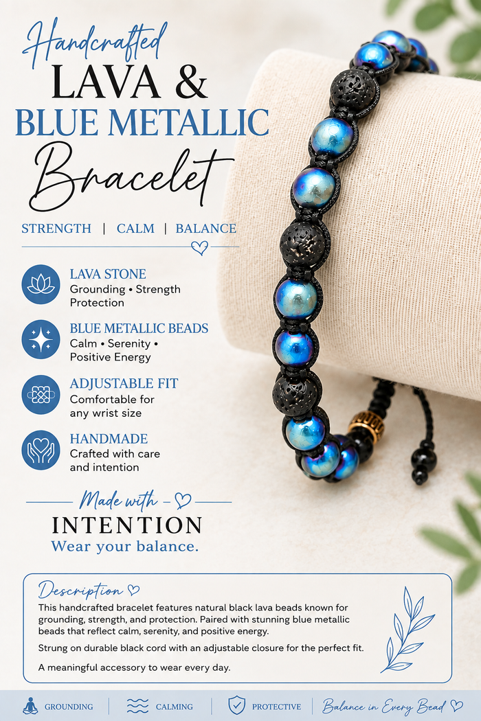 Metallic Blue Beads Bracelet 💙 by Raelynn Creations
